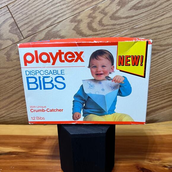 Playtex Other - Vintage 1980’s Playtex Disposable Bibs W/ Crumb Catcher 12 Pack NIB NEW NOS Prop